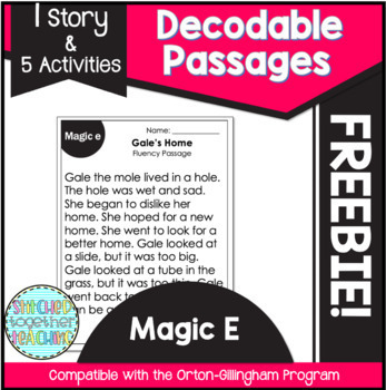 Preview of Decodable Readers Magic E- Orton Gillingham Based- FREEBIE