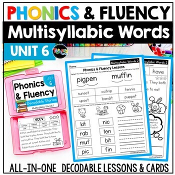 Preview of Decodable Readers: Multisyllabic Words Science of Reading Lessons for 1st Grade