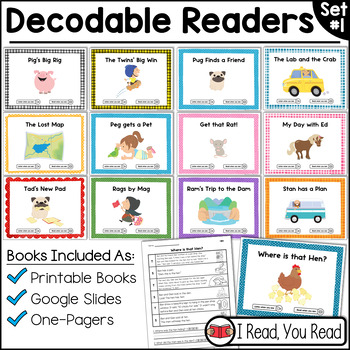 Preview of Decodable Readers | Passages & Books | CVC & Blends | Googles Slides Included