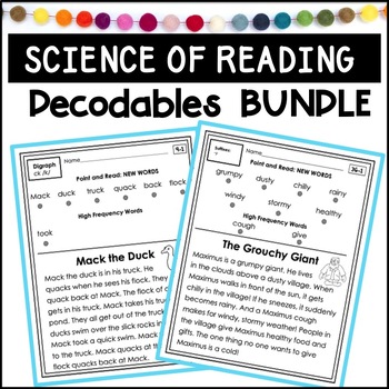 Preview of Decodable Readers Passages and Word Work SCIENCE OF READING Phonics Bundle