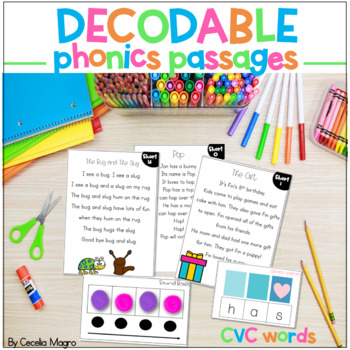 Preview of Decodable Phonics Based Reading Passages CVC Short Vowels Science of Reading