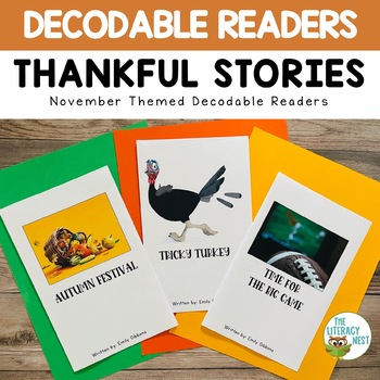 Preview of Decodable Readers Thanksgiving Theme Includes Digital