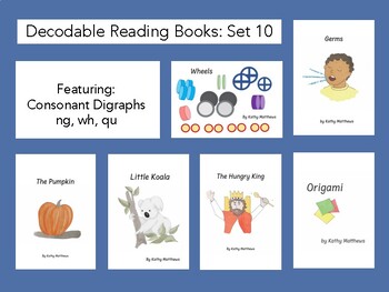 Preview of Decodable Readers consonant digraph ng, wh, qu Set 10 Alabaster Education