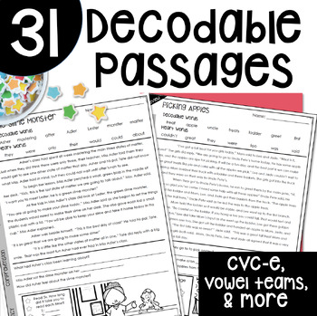 Preview of Decodable Reading Passages With Comprehension Questions Orton Gillingham SOR 3