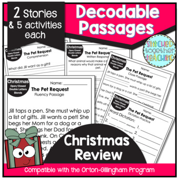 Preview of Christmas Decodable Reading Passages for First Grade- Orton Gillingham