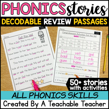 Preview of Phonics Focused Review Passages Worksheets Decodable Reading 1st 2nd Grade