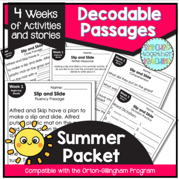 Preview of Decodable Reading Passages First Grade Review Summer School Orton Gillingham
