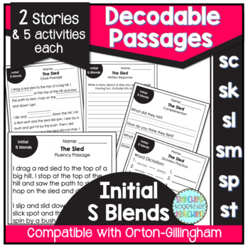 Preview of Initial S Blends Decodable Reading Passages Orton Gillingham Science of Reading