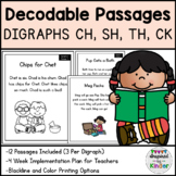Decodable Reading Passages Kindergarten | Digraphs CH, SH, TH, CK