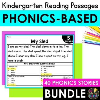 Preview of Decodable Reading Passages Kindergarten Phonics Reading Passages Bundle