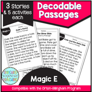 Preview of Decodable Reading Passages Magic E- Orton Gillingham Based