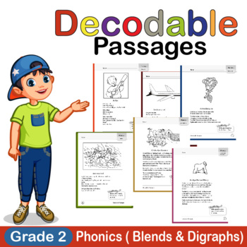 Preview of Decodable Reading Passages, Phonics ( Blends & Digraphs)  Passages Activity Book