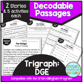 Preview of Trigraph DGE Decodable Reading Passages Orton Gillingham and Science of Reading