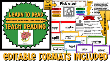 Preview of Decodable Reading Word Cards (For Digital & Print) Teach or Learn by Set Color