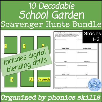 Preview of Decodable School Garden No-Prep Activities with Digital Blending Drills Bundle