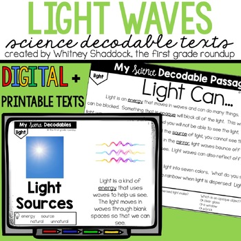 Preview of Light Waves Science Nonfiction Decodable Texts and Readers for First Grade