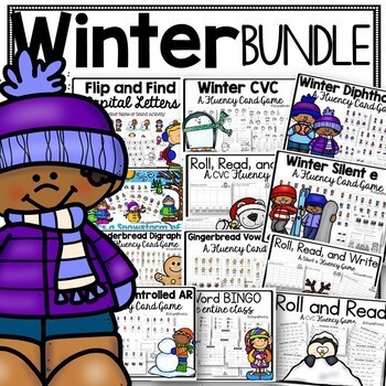 Preview of December Decodable Science of Reading Winter Christmas Phonics Games Activities
