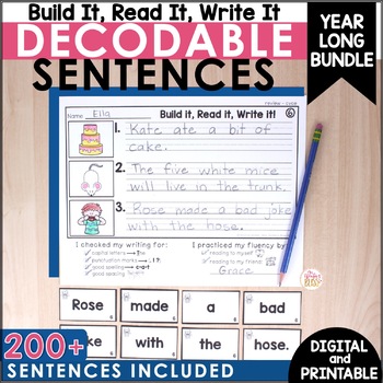 Preview of Decodable Sentence Building and Sentence Writing BUNDLE - Print & Digital