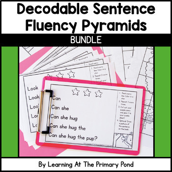 Preview of Decodable Sentence Fluency Practice Pyramids | BUNDLE