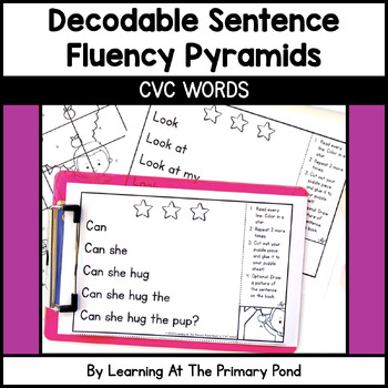 Preview of Decodable Sentence Fluency Practice Pyramids | CVC Set