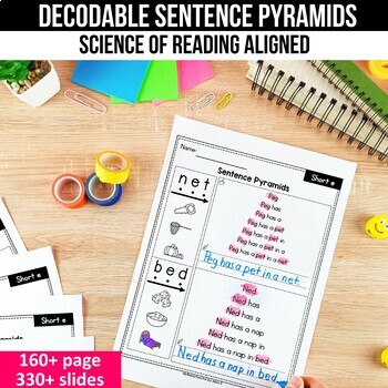 Preview of Blending & Segmenting Activities Sentence Pyramids Science of Reading Center