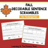 Decodable Fall Sentence Scramble Cut And Paste Worksheets 