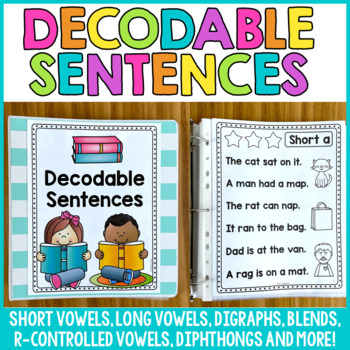 Preview of Decodable Sentences Binder - CVC, Digraphs, Blends, Long Vowels and more!