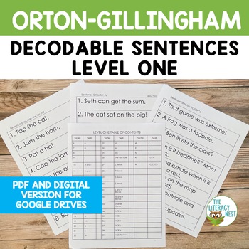 Preview of Decodable Sentences for Orton-Gillingham Lesson Plans Level 1