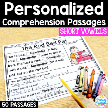 Preview of Decodable Short Vowel Reading Passages: PERSONALIZED Comprehension