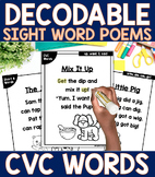 Decodable Sight Word Poems - Unit 1 CVC Words - Science of