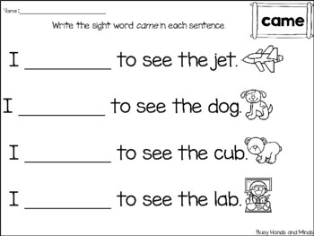 Decodable Sight Word Reader- came by Busy Hands and Minds- Michele Dillon