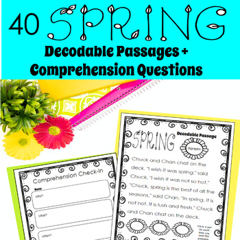 Preview of Decodable Spring-Themed Reading Passages Science of Reading + Comprehension