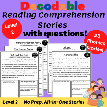 Preview of Decodable Readers w/ Reading Comprehension Questions: Orton Level 2