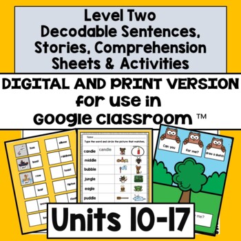 Preview of Decodable Stories and Comprehension Level 2: Units 10-17  Digital and Print