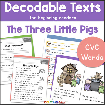 Preview of Decodable Text Three Little Pigs | Printable Decodable Books Beginning Readers