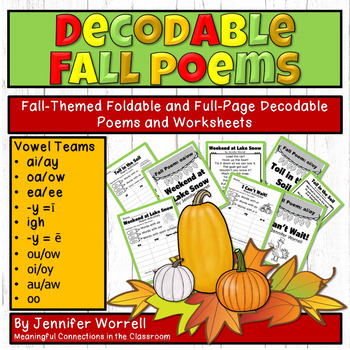 Preview of Decodable Texts: Fall Phonics Poetry with Vowel Teams Foldable PDF Readers