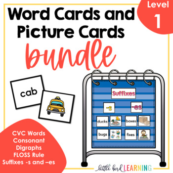 Preview of Decodable Word Cards and Picture Cards Bundle - LEVEL 1