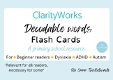 Decodable Word Flashcards for Beginner Readers, Dyslexia, 