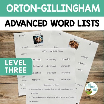 Preview of Decodable Word Lists & Sentences for ADVANCED Orton Gillingham Level 3