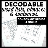 Decodable Word Lists and Sentences Consonant Blends 4 Sounds