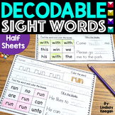 Decodable Word Practice Half Sheets for Science of Reading