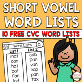 Decodable Words Short Vowel CVC Words FREEBIE