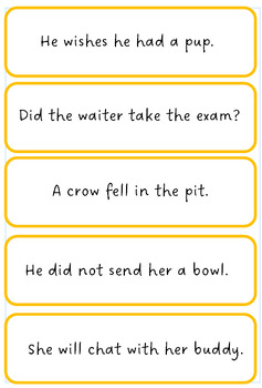 Preview of Decodable sentence strips (level 4) Using diagraphs ai, ow, ee, igh