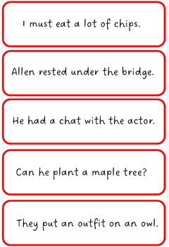 Preview of Decodable sentence strips (level 5) ay, ai, ee, er, igh, ea, ir, ie, ou, oo,