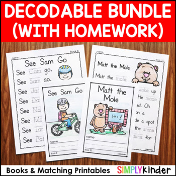 Preview of Decodable Readers Bundle with Homework | Emergent Readers