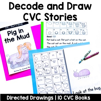 Preview of Decode and Draw Stories CVC | Directed Drawings