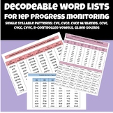 Preview of Decodeable Word Lists for IEP Progress Monitoring (Single Syllable)
