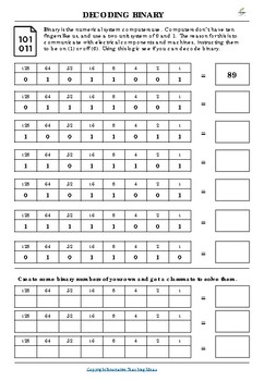 Preview of Decoding Binary Puzzle Worksheet | STEM | Unplugged Coding | Cyphers