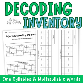 Preview of Informal Decoding Inventory Single Syllable and Multisyllabic Words Score Sheets