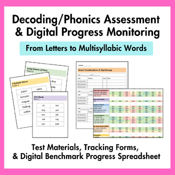 Preview of Decoding & Phonics Assessment | SPED Progress Monitoring Spreadsheet